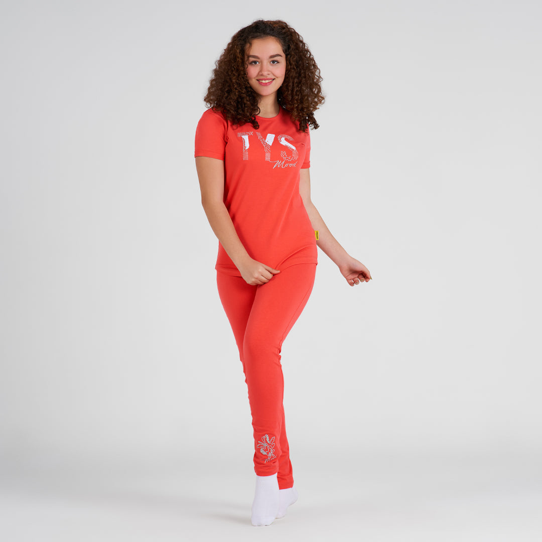 Girls' short sleeve pajama Top +pants Rose