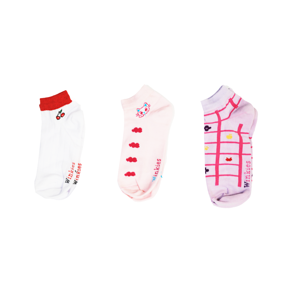 socket socks Girls printed pack of 3.