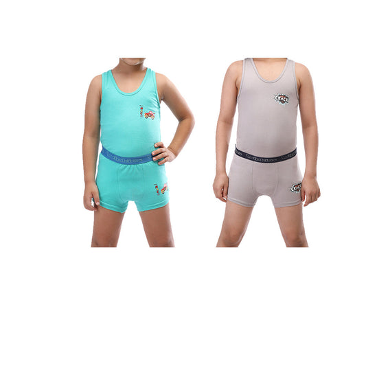 Boys sleeveless flannel + short boxer pack of 2