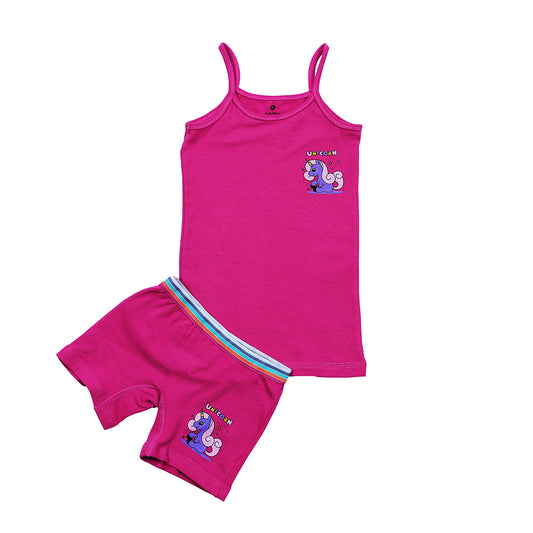 Girls thin strap top + boxer short pack of 2